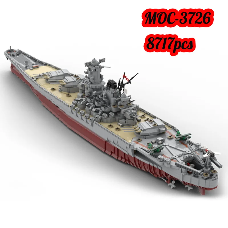 

MOC WW2 German Bismarck Battles Building Blocks Bricks Cruiser War2 Military Series Model World Warship Weapon Kids Toys Gift