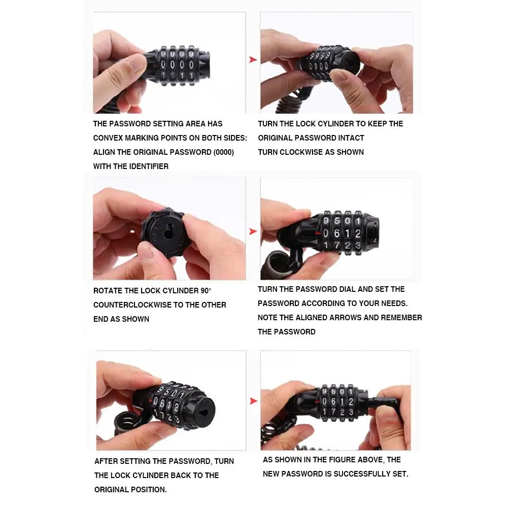

Mini Portable Spring Anti-theft Bicycle Code Lock 4 Digits Combination Password Bike Lock Spring Disc Cable Wire Security Lock