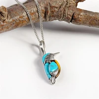 kingfisher necklace silver color bird pendant necklaces for women female statement chain necklace gifts collar bijoux