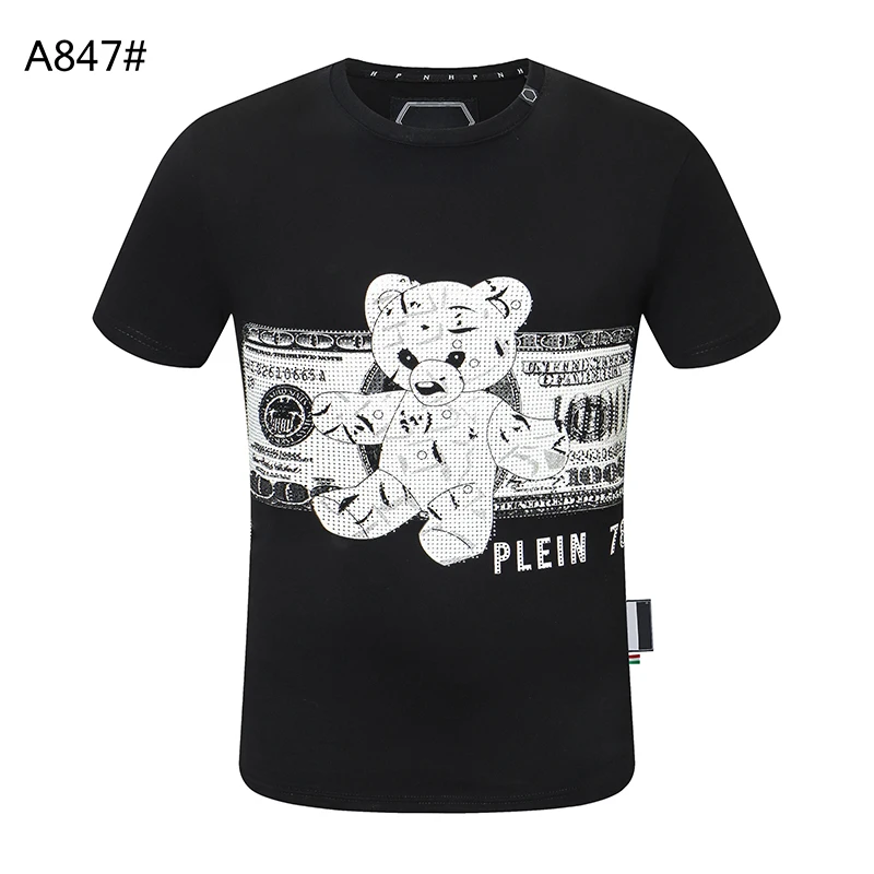 

2022 short sleeve t-shirt men's PP bear banknote printed diamond creative Milan Italian fashion spring and summer round neck