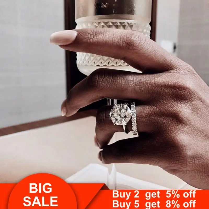 Бриллиантовые кольца для пары наборы 925 стерлингового серебра 3ct Сона AAAAA cz