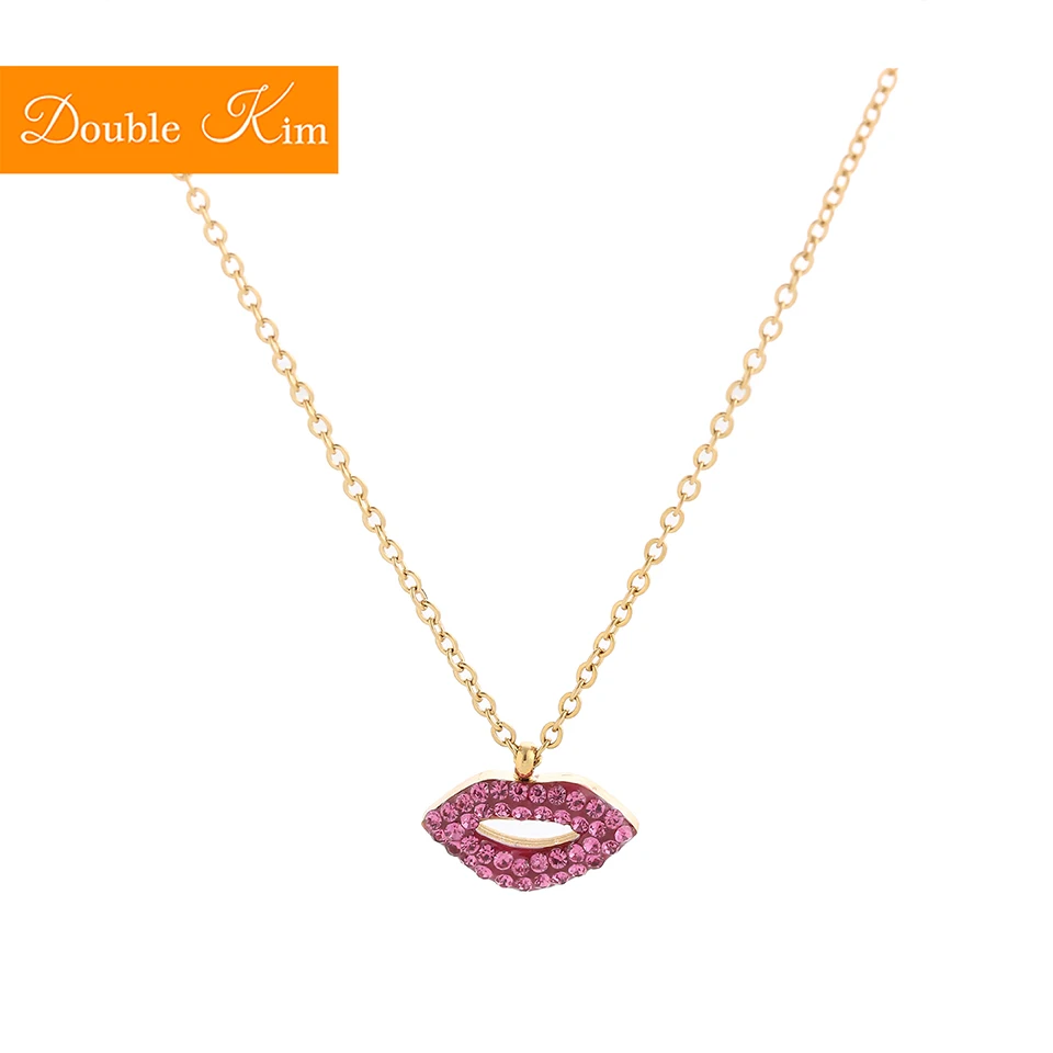 Ожерелье с жемчужным кулоном в виде красных губ цепочка из титановой стали