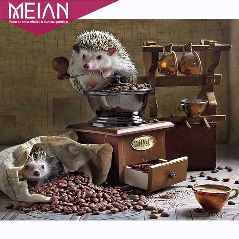 Meian 5D алмазная вышивка своими руками картина с животными ежик Алмазная мозаика