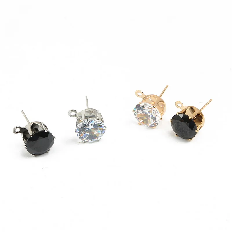 Серьги гвоздики с фианитами женские ювелирные украшения отверстиями для ушей