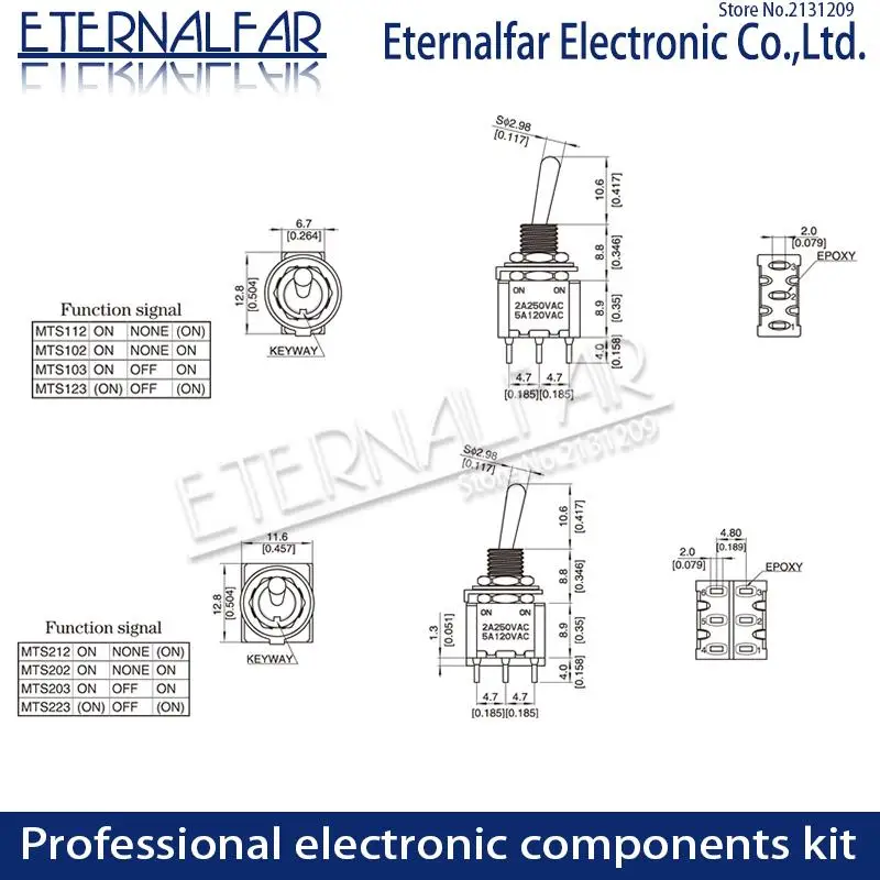 Тумблер SPDT 3A 6A125V AC MTS 102 Mini 3PIN ON Rocker Switch кнопка включения двигателя переключатель с