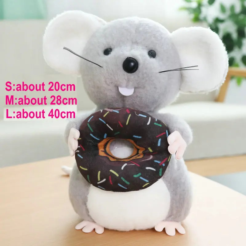 Donut Китайский красный фонарь, мышка, плюшевая игрушка, китайский год, талисман, крыса, чучело, игрушки, Декор, супер милая и мягкая кукла - Цвет: Donut