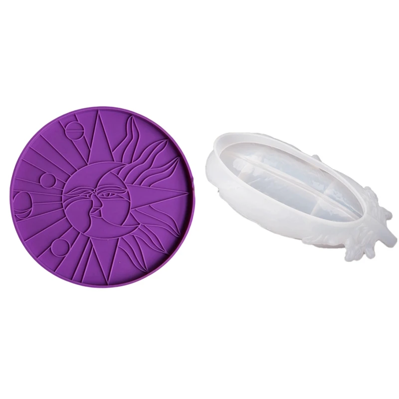 

Форма для подноса из смолы, 2 шт., простые силиконовые формы из смолы с полумесяцем и подставкой от солнца, форма из смолы