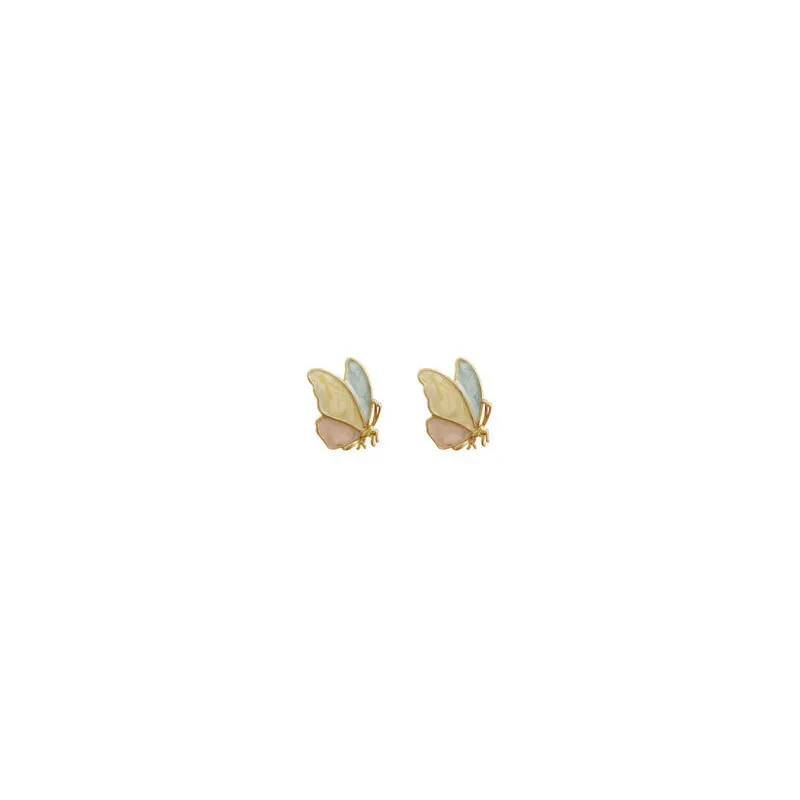 

Drip Glaze Enamel Butterfly Gold 100% 925 Sterling Silver Stud Earrings For Women Earings Fashion Jewelry Flyleaf Fine Jewelry
