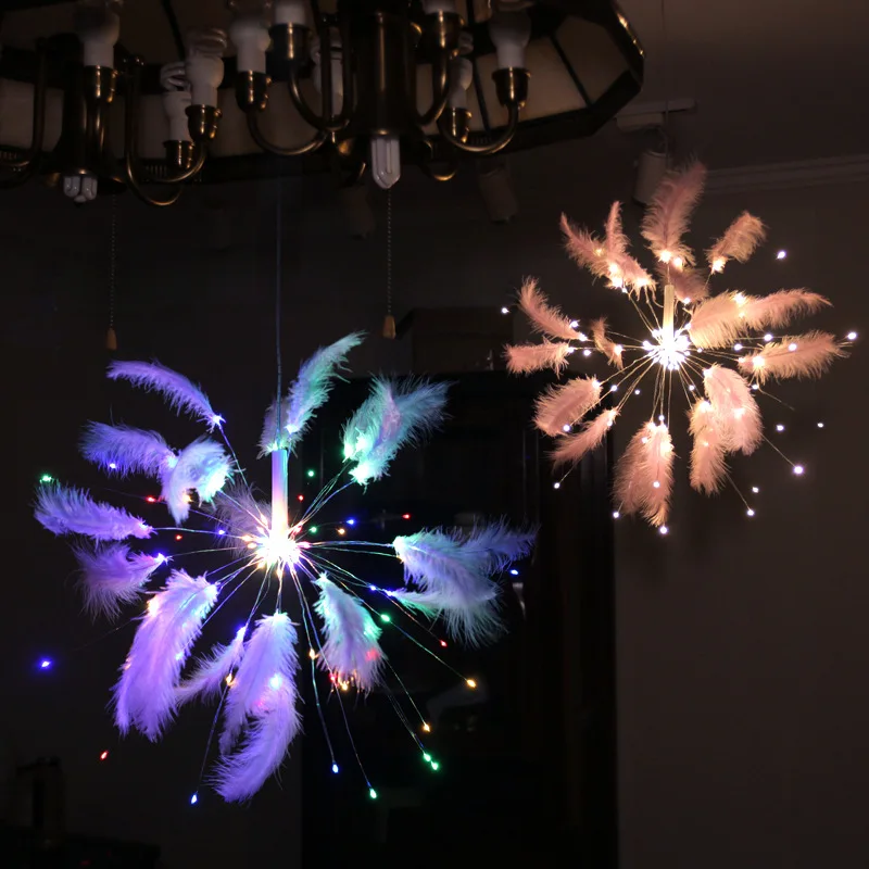 

led copper string lights, firework lights, girl room decoration diy lights, feather lights, proposal festive lights