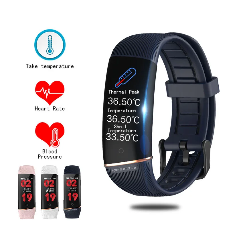 

2020 New E98S smart bracelet body temperature monitoring ECG PPG sports pedometer waterproof multi-function sports smart watch