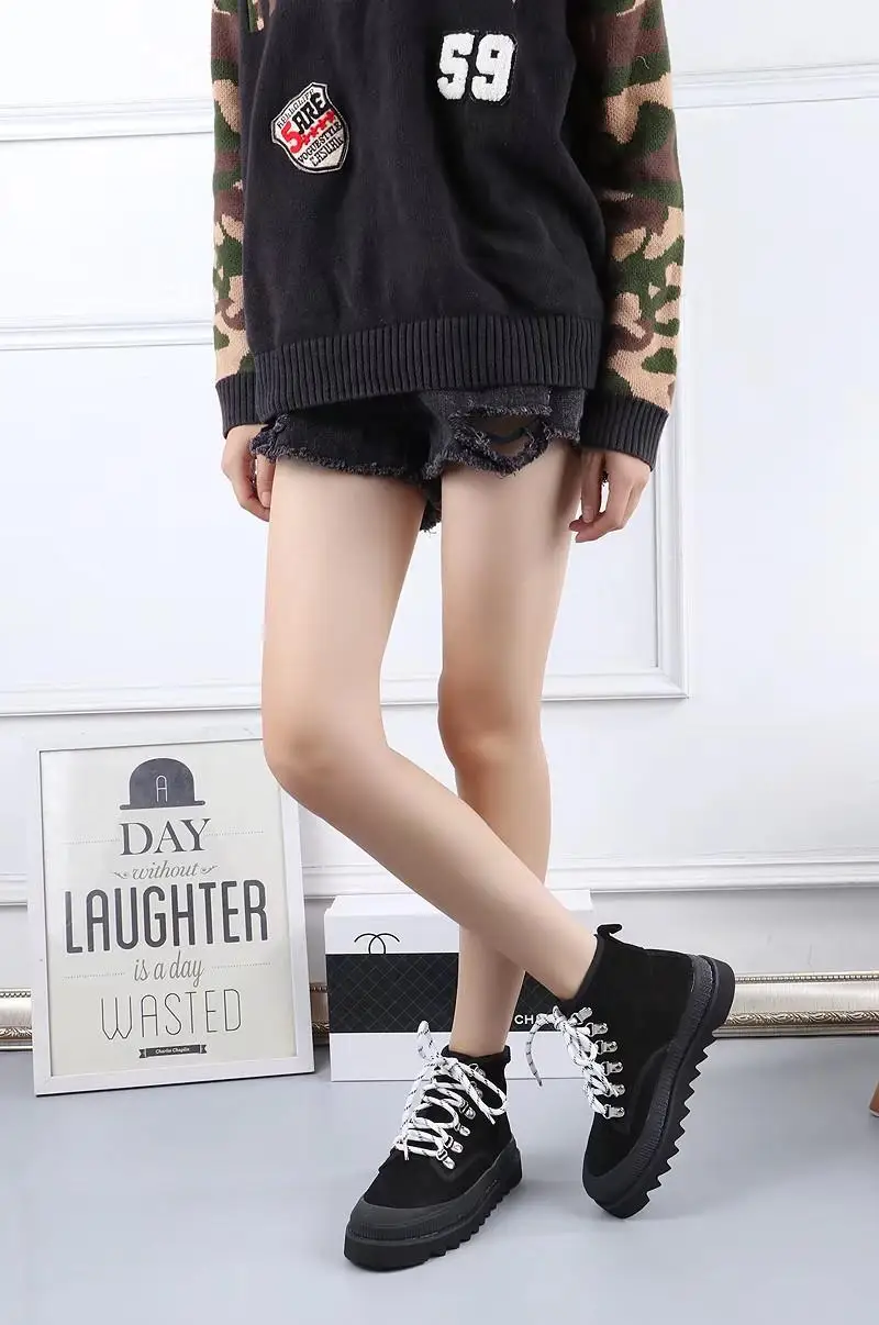 

Shoes Woman High Quality Suede Leather Short Boots Thick Bottom 4cm Booties New Model Cozy Shoes Chaussures Femmes De Mujur