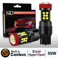 2pcs t20 led canbus bulb no hyper flash 7443 7440 w215w led w21w p217w car lights amber yellow red turn signal reverse lamp