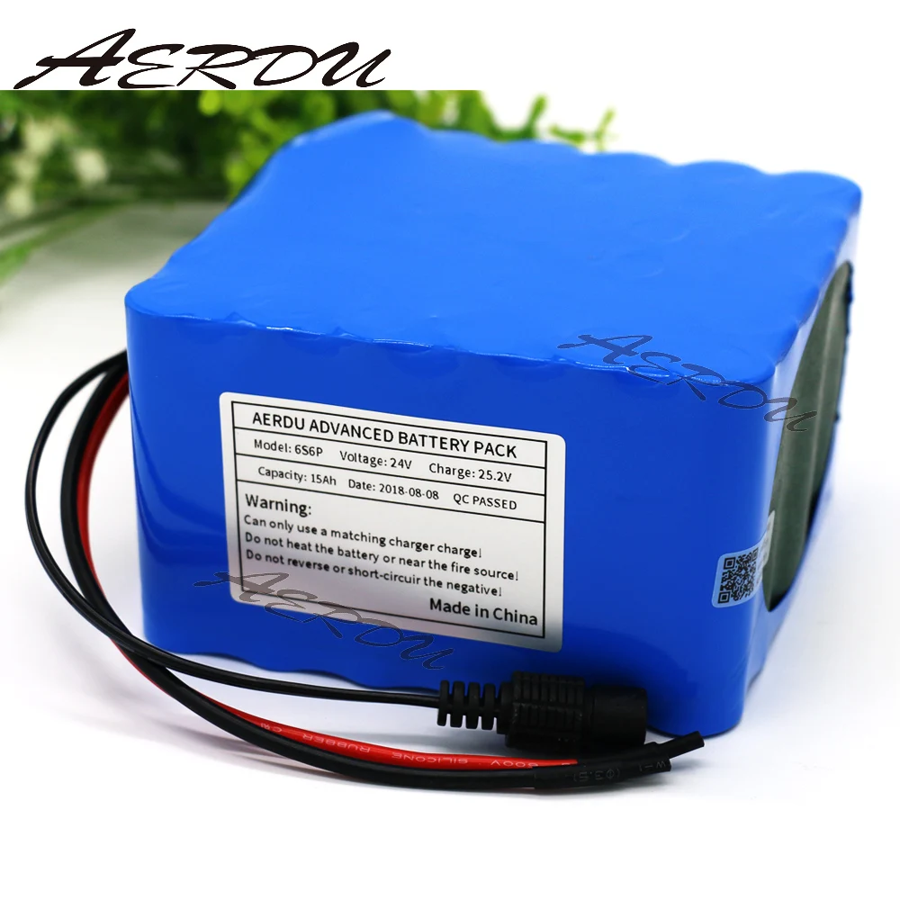 

AERDU 6S6P lithium battery pack batteries 24V 15Ah 25.2V 22.2V for electric motor bicycle ebike scooter wheelchair with 15A BMS