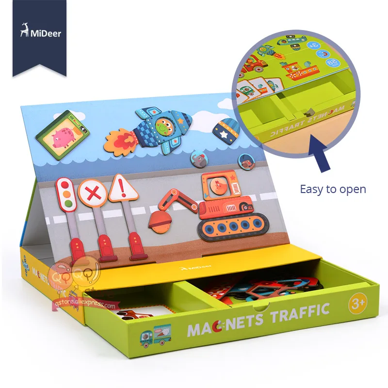 MiDeer Магнитный пазл, игрушки для детей, развивающие игрушки, дорожное оформление лица, игровой набор, забавные многоразовые наклейки для детей, художественный проект, подарок