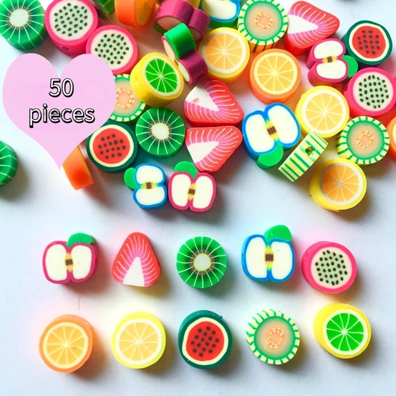 

50pcs DIY Jewelry Accessories polymer clay beads Cartoon Ice cream Mix Design Spacer mix color Bracelet Department Slices
