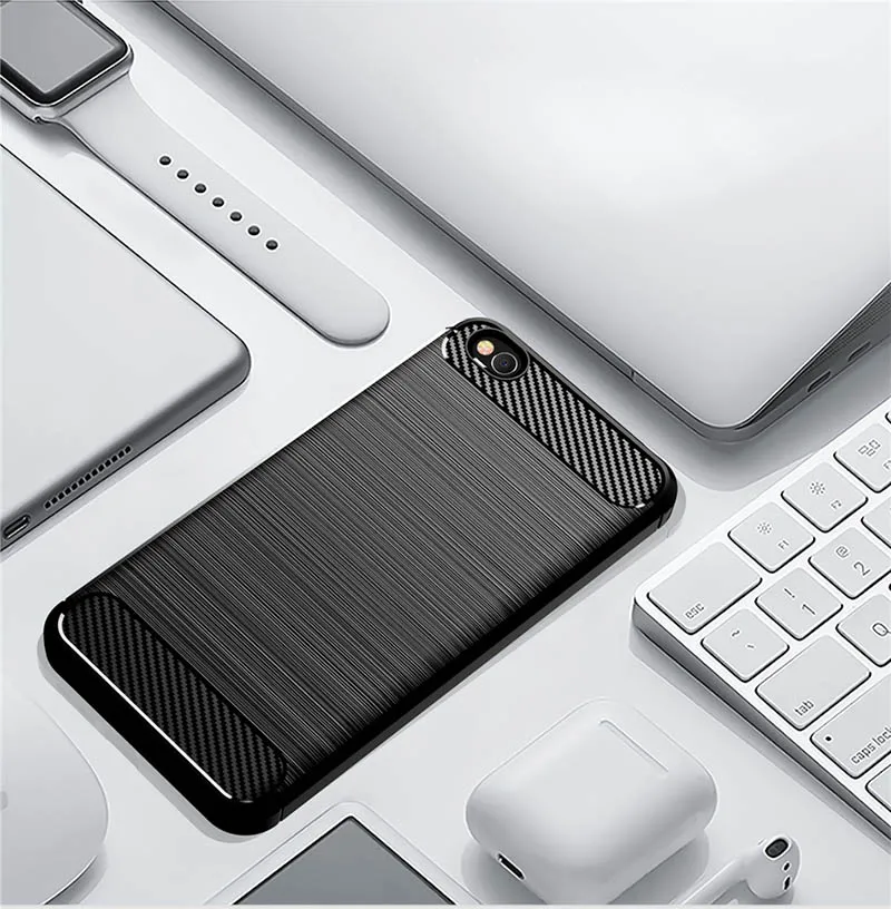 Роскошный мягкий противоударный чехол из углеродного волокна и силикона ТПУ с