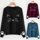 Женский осенне-зимний свитер 4 # с котом, с круглым вырезом и длинным рукавом, Кардиганы, Женские 2020, зимняя одежда, женский свитер