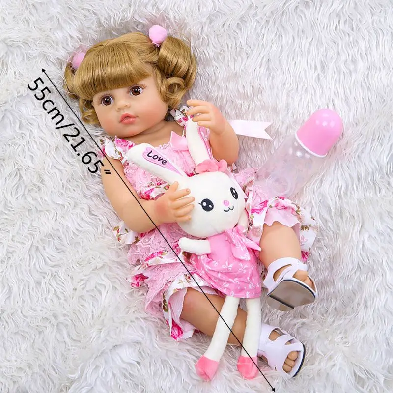 

55cm Realistic Doll Full Soft Vinyl Toddler Babies Lifelike Lovely Girl Bunny XX9E