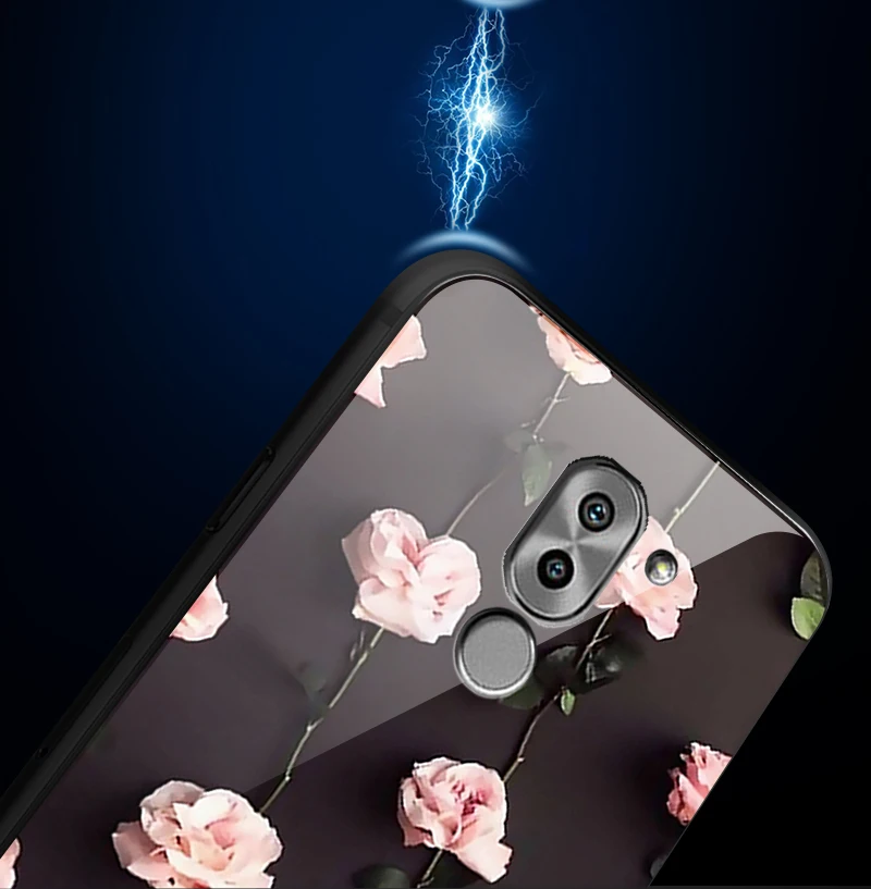 Закаленное Стекло чехол для Huawei Honor 6X 7A 7C Y6 Y9 7X 8A 8X9 Lite Y7 премьер-профессионал Magic2 дизайн цветение защитный чехол-раковина