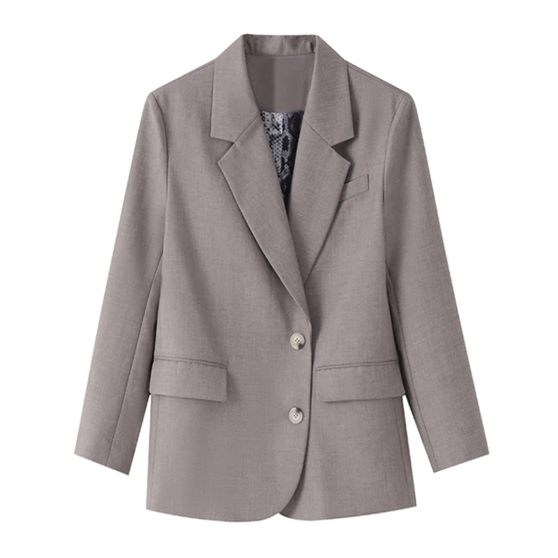 

[EAM] Women Double Breasted Big Size Blazer New Lapel Long Sleeve Loose Fit Jacket Fashion Tide Spring Autumn 2021 1DA957