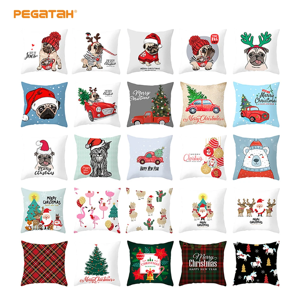 

Merry Christmas Cushion Cover Santa Claus Christmas Family Decoration 2021 Christmas Ornaments New Year 2022