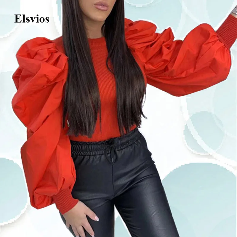 Элегантная Осенняя пышная рубашка с длинными рукавами Весенняя женская