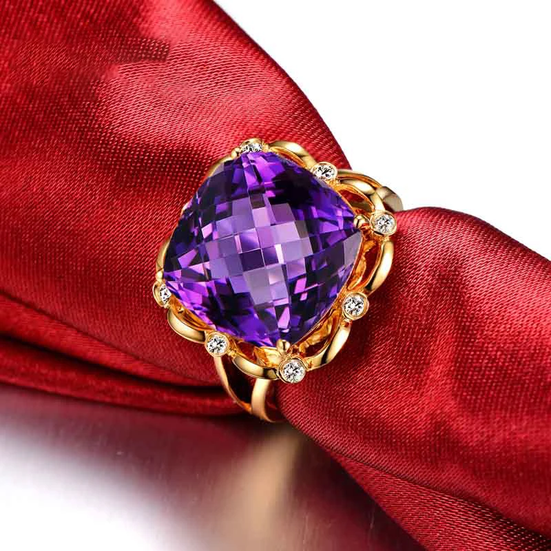 Женское кольцо из серебра 2020 пробы с натуральным аметистом | Украшения и