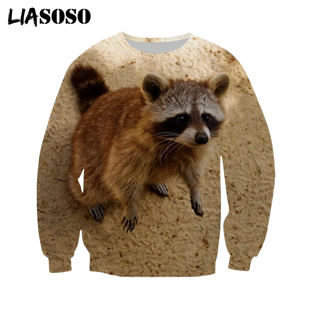 

LIASOSO 3D Print Animal Raccoon Hoodie Men Women Autumn Winter Casual Hip Hop Long Sleeve Sweatshirt Harajuku Pullover Tops