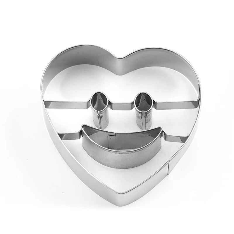 

Нож для печенья из нержавеющей стали в форме сердца и улыбки, кухонные инструменты для выпечки фруктов, форма для тиснения, печать