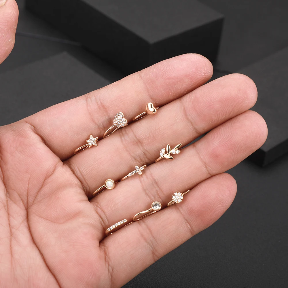 Набор колец для носа из нержавеющей стали под золото комплект 9/12 штук ювелирные