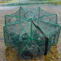 681216 holes folded portable hexagon fishing net crayfish fish automatic trap shrimp carp catcher cages mesh nets crabtrap