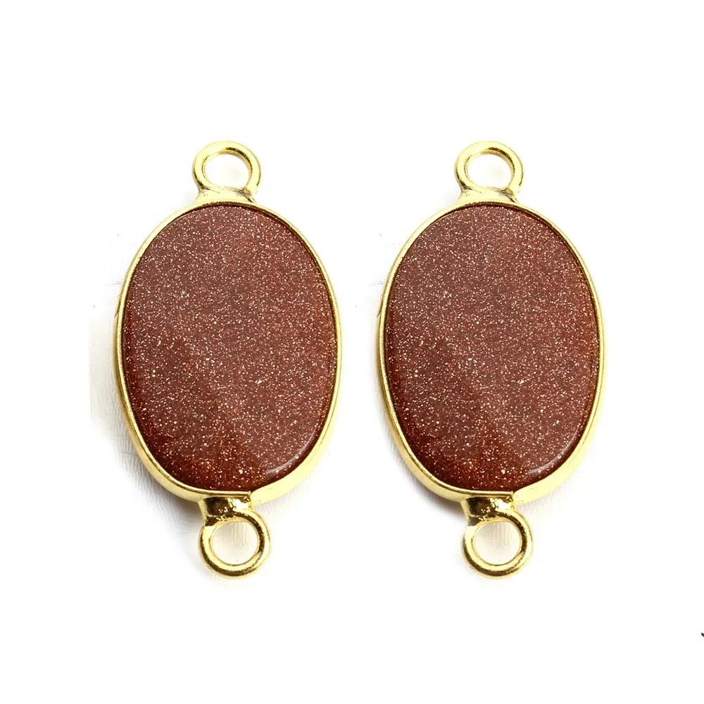 Овальный кулон с двумя отверстиями Натуральный Полудрагоценный камень 14 5*27