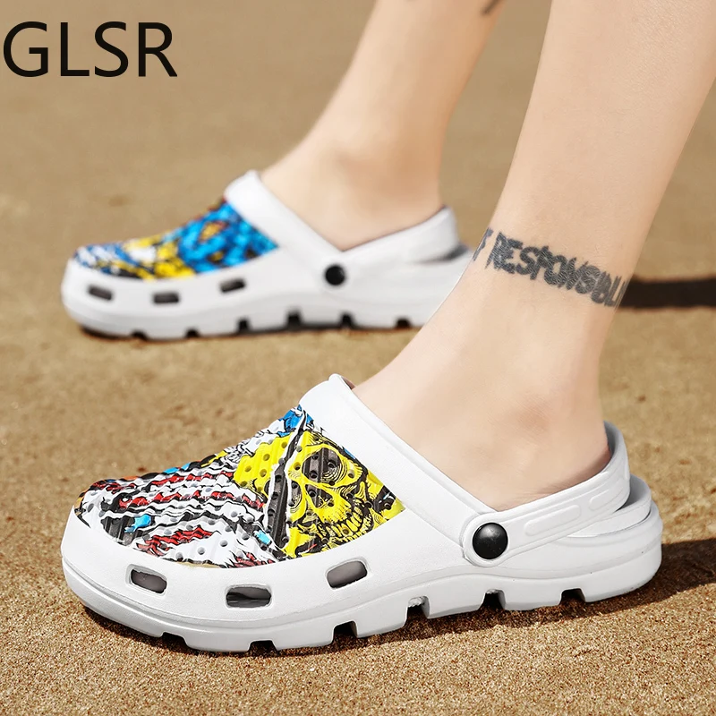 

Summer Men Sandals Personality Doodle Fashion Beach Sandals Slippers Man EVA Lightweight Garden Shoes Adult Flip Flops Sandalias