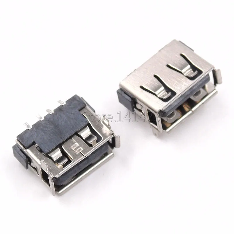 50 шт. USB-коннектор типа A мама USB 2 0 AF10.0 4 контакта высота 6 3 мм обжим SMT черный AF-08 -