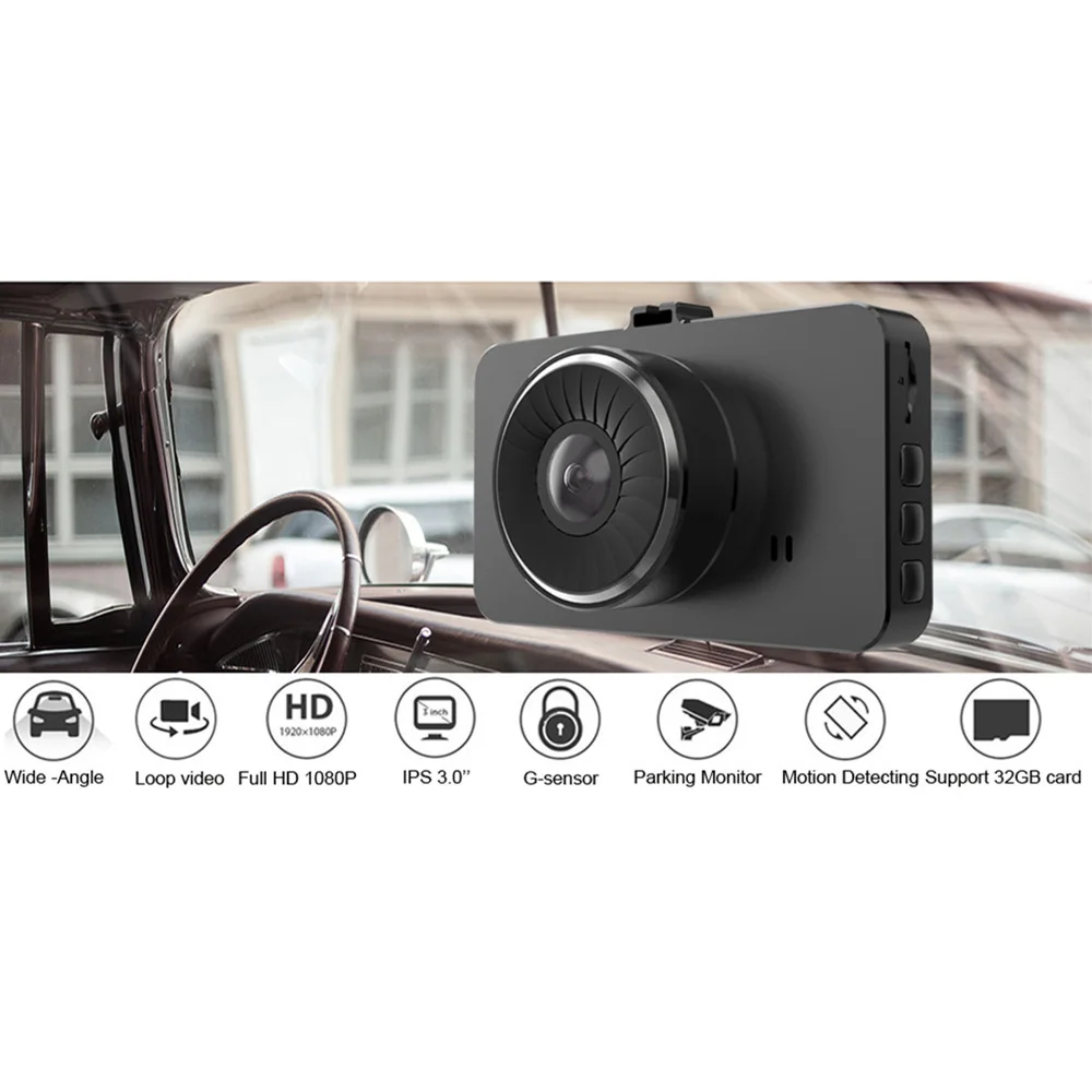 Новейший автомобильный видеорегистратор 3 дюйма Full HD 1080P Автомобильный