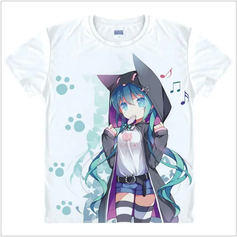 Новинка, футболка vocaloid Hatsune Miku, аниме, известная японская анимация, новинка, летняя мужская футболка, карнавальный костюм, Милая футболка