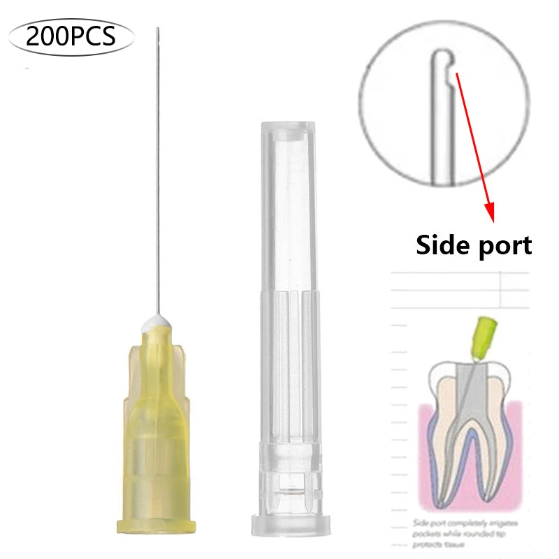 

200pcs Dental Endo Irrigation needle tip 30GA End-Closed Side Hole Endo Syringe tips Oral Care Tooth Cleaning