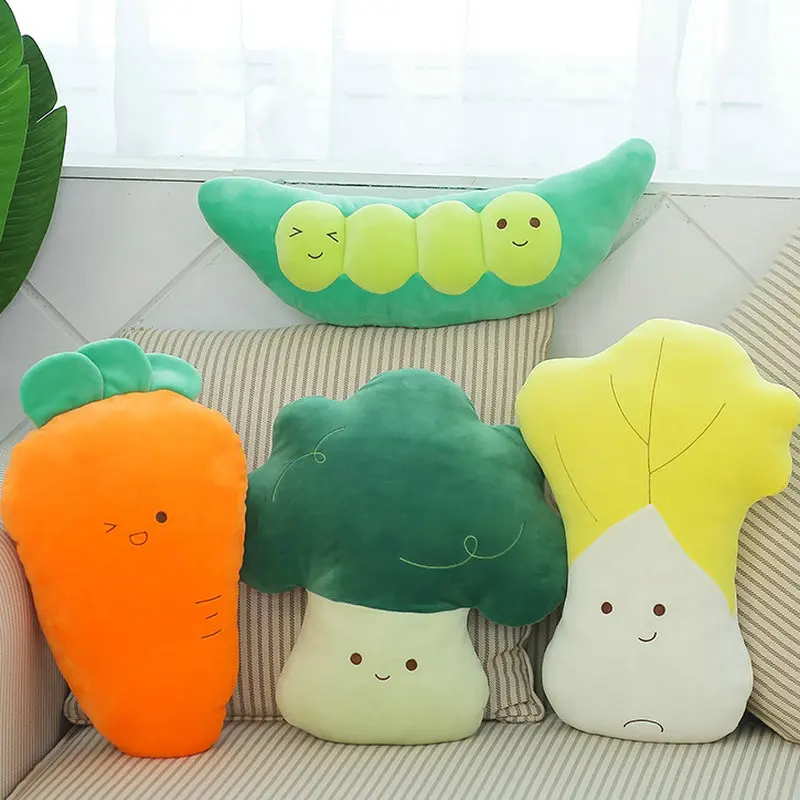 Мягкий Мультяшные подушки в виде овощей мягкие брокколи салат морковь горох