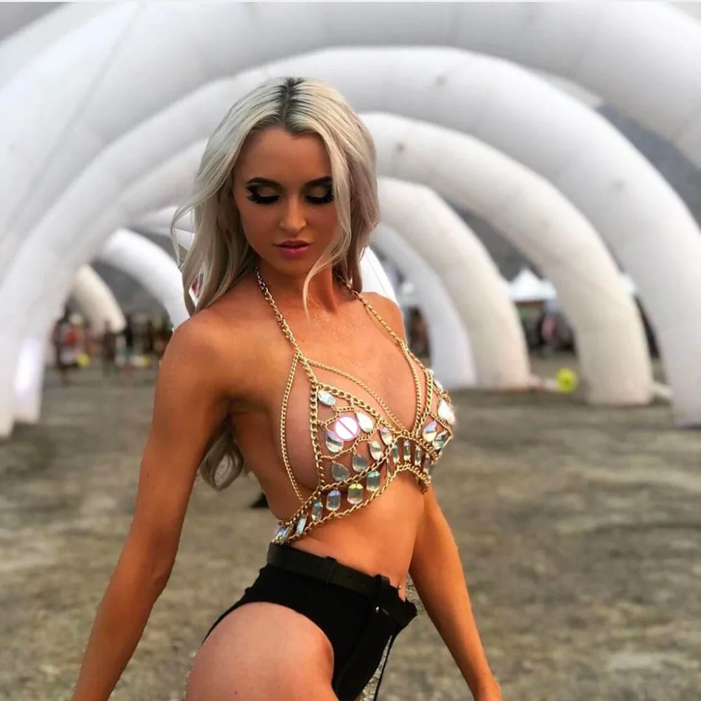 Новый Boho стразы ювелирное изделие для тела бюстгальтер пляжное бикини