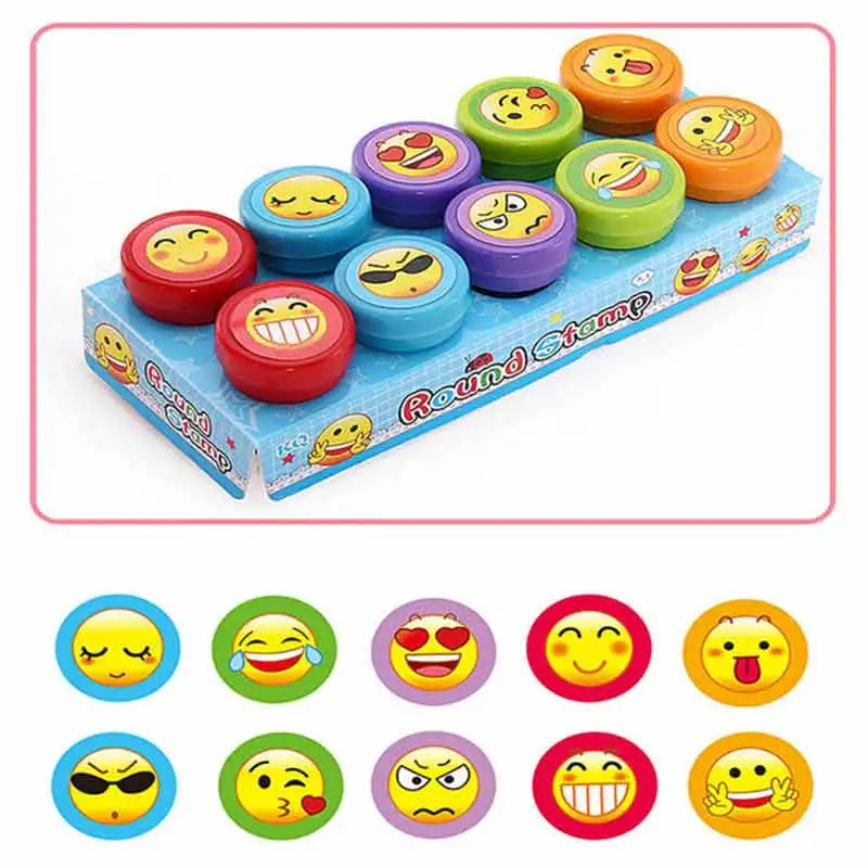 emoji 10 шт./компл. детские игрушки марки мультфильм Животные фрукты движения со смайликом детская уплотнение для Скрапбукинг штампа DIY мультфильм Печатные ручки игрушки - Color: emoji