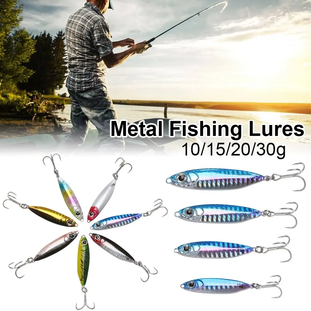

Top 10g 15g 20g 30g Minnow Bass Hook Metal Fishing Lures Jig Bait Spinning Baits Lead Casting