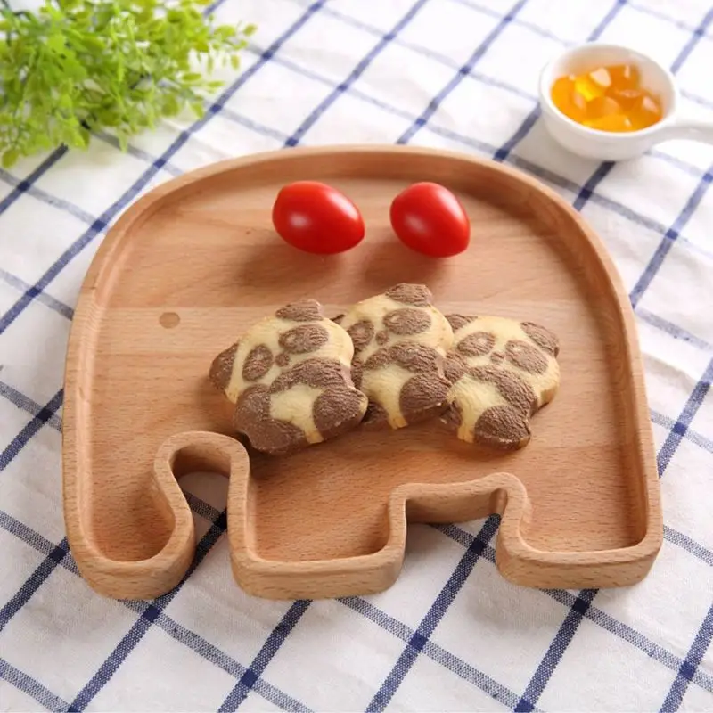 

Children Kids Wooden Food Plate Tray Dish Natural Cute Catoon Tableware Handcraft Animal Natural Tool