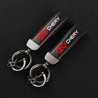 high grade leather car keychain 360 degree rotating horseshoe buckle jewelry key rings for chery fulwin qq tiggo 3 5 t11 a1 a3