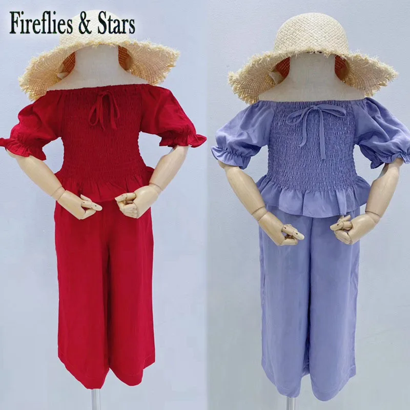 Летний комплект из 2 предметов для девочек блузка малышей + широкие штаны Детский