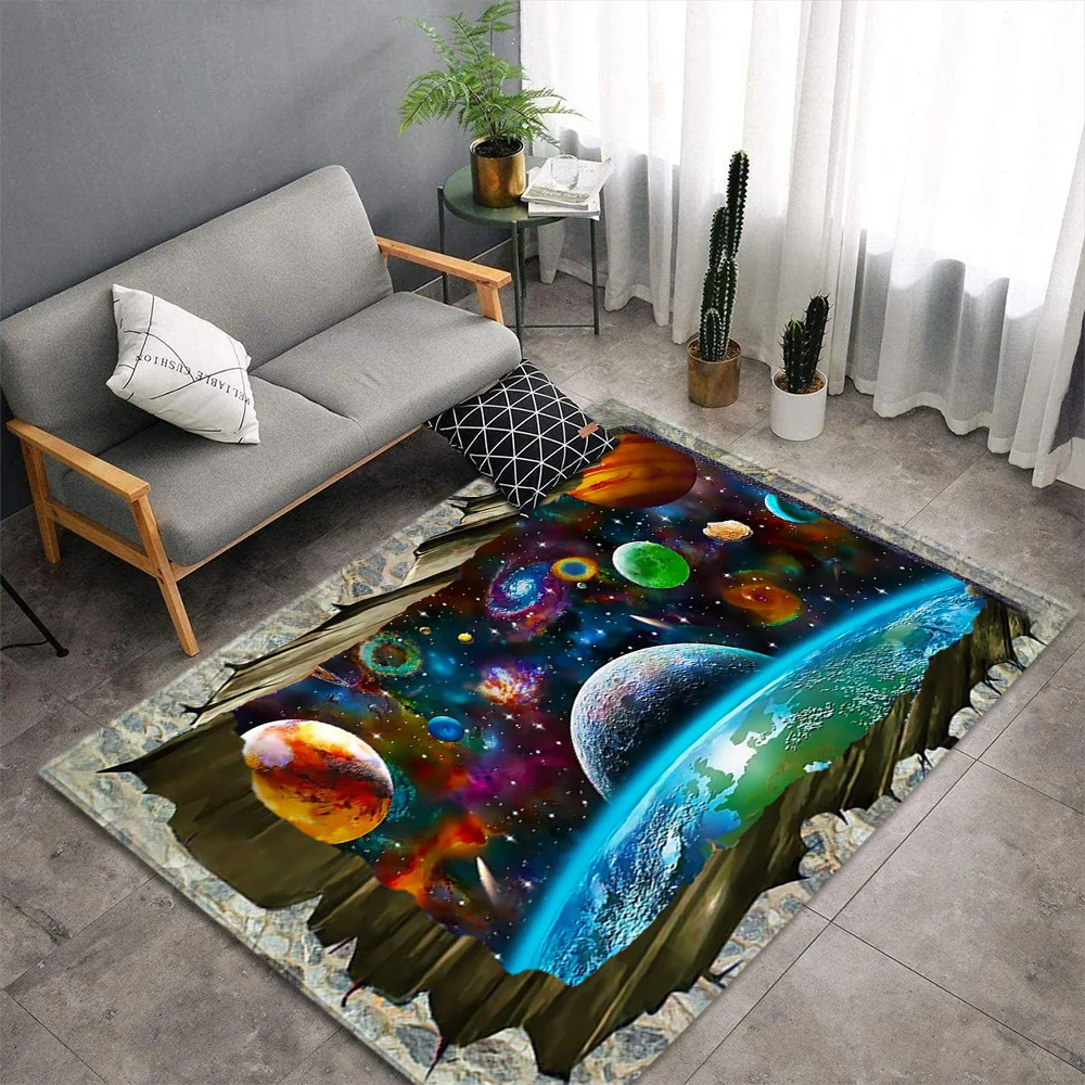 Nordic Carpet Soft Flannel 3D Printed Area Rugs Parlor Galaxy Space Floor Mat Anti-slip Home Decor Large Carpets for Living Room