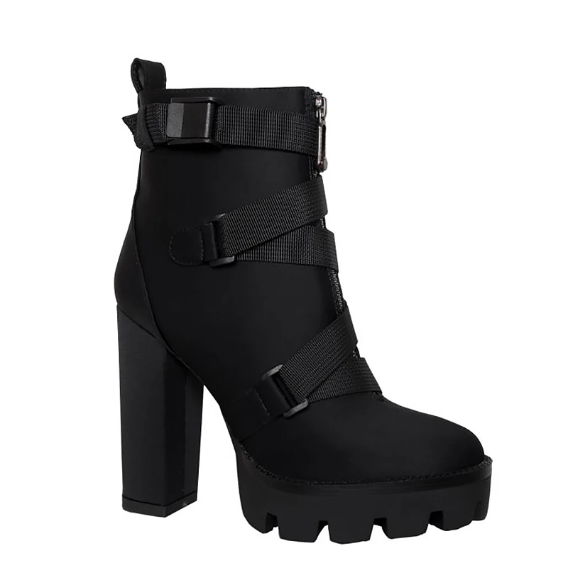 Prova Perfetto 2019 New Fashion Spring Autumn Platform Ankle Boots Women Thick Heel Ladies Worker Black | Обувь