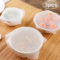 3pcs silicone food wraps reusable keeping food fresh saran wrap bowl pot seal vacuum cover stretch lid kitchen accessories