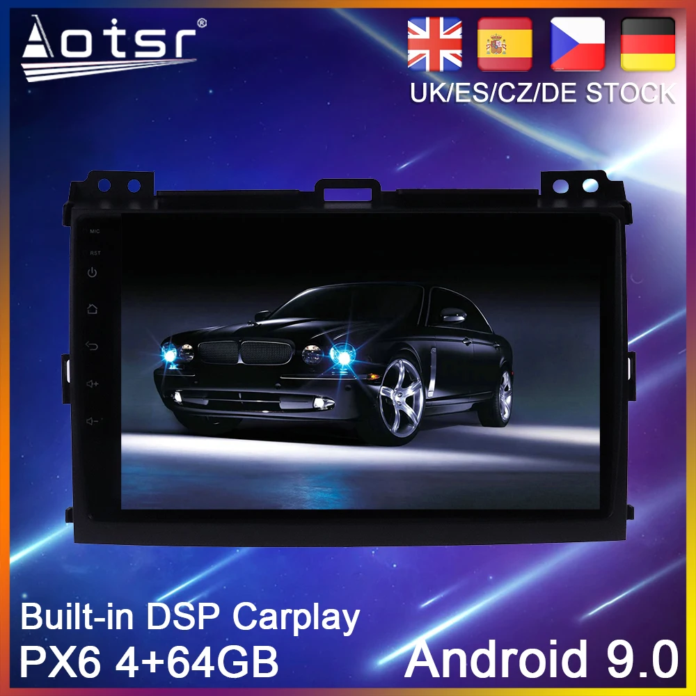Автомобильный DVD-плеер PX6 Android 10 GPS-навигация для Toyota Land Cruiser Prado 120 2003 автомагнитола