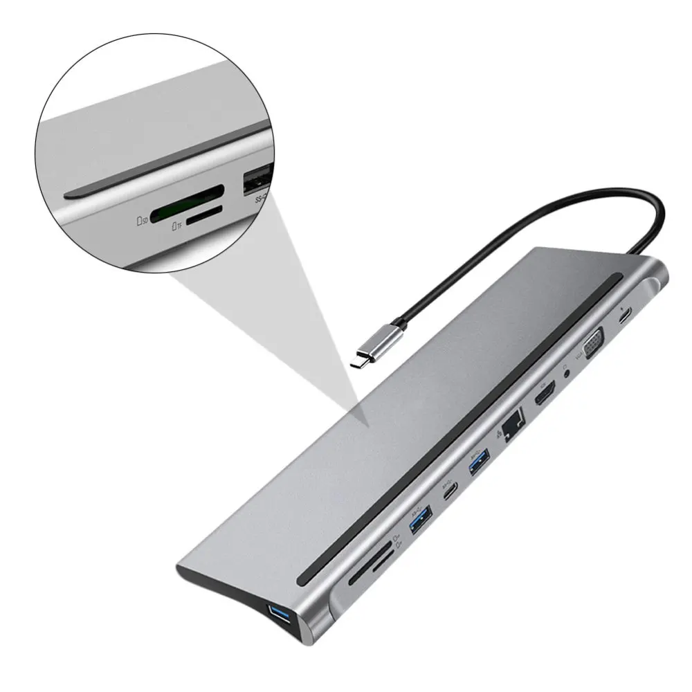 

1pc Eleven-in-one Extension Dock Type-C Hub Docking Station Adapter Dongle