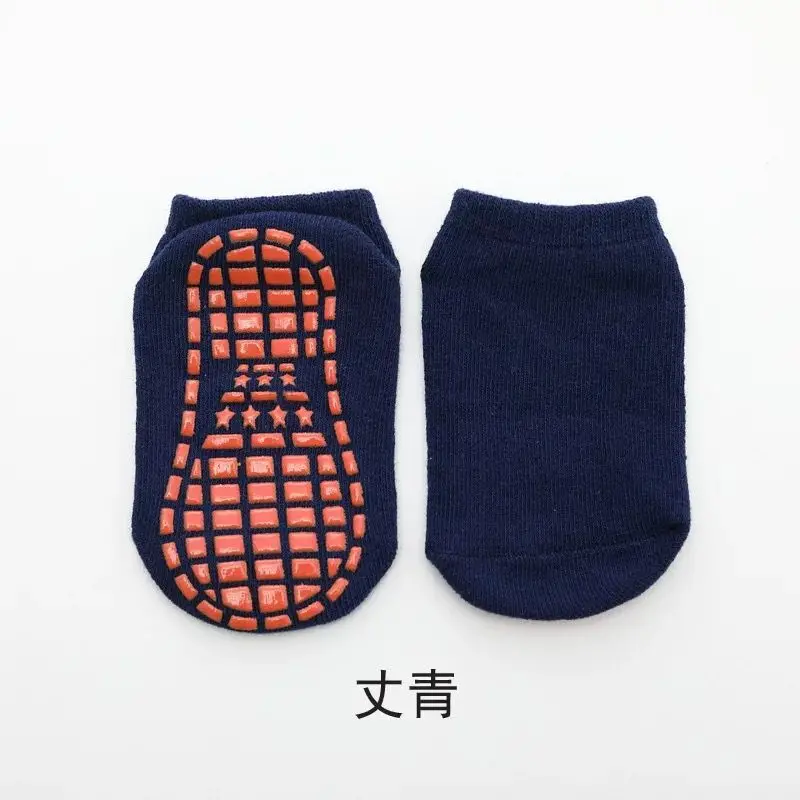 navy blue Осенне-зимние теплые нескользящие носки-тапочки Носки для мальчика и полотенце для девочки домашние носки хлопковые пушистые толстые носки ярких цветов - Цвет: navy blue